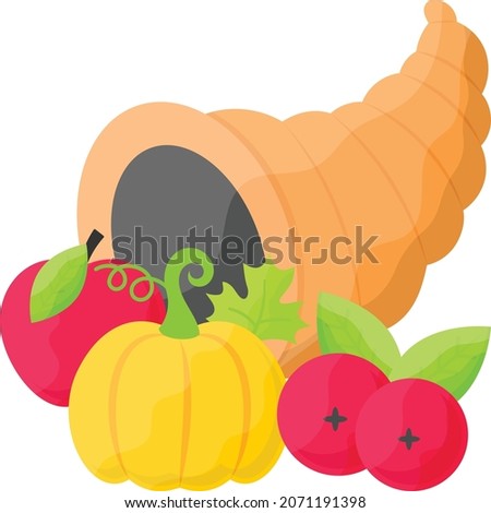 Cornucopia Thanksgiving Day Concept Vector Icon Design, Harvest festival Symbol, Secular holiday Sign, Religious and cultural traditions Stock Illustration
