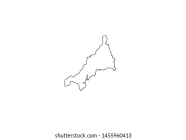 Cornwall County Outline Map England Region United Kingdom State Country