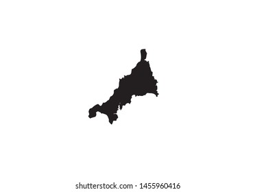 Cornwall County Outline Map England Region United Kingdom State Country