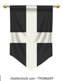 Cornwall flag or pennant isolated on white