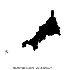 Cornwall map, administrative county of England. Vector illustration.