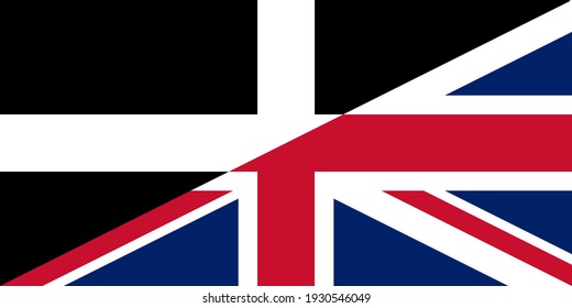 cornwall and united kingdom flags. vector background