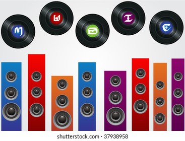 corolful speakers with vinyl vector