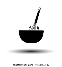 Corolla Mixing In Bowl Icon. Black On White Background With Shadow. Vector Illustration.