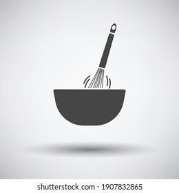 Corolla Mixing In Bowl Icon. Dark Gray On Gray Background With Round Shadow. Vector Illustration.