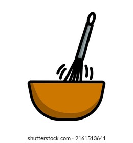 Corolla Mixing In Bowl Icon. Editable Bold Outline With Color Fill Design. Vector Illustration.