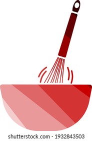 Corolla Mixing In Bowl Icon. Flat Color Ladder Design. Vector Illustration.