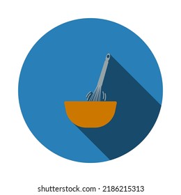 Corolla Mixing In Bowl Icon. Flat Color Design. Vector Illustration.