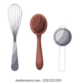 A corolla  wooden spoon and a strainer