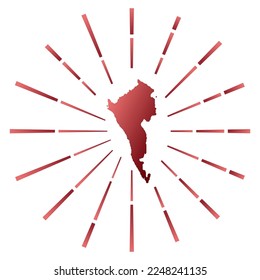 Brote de sol degradado en la isla de Coron. Mapa de borde con coloridos rayos estelares. Ilustración de Coron Island en digital, tecnología, internet, estilo de red. Ilustración vectorial.