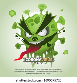 Corona 2019. Virus corona on background green.