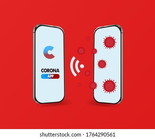 corona app. Corona warn app . Corona-Warn-App. mobile phone application for covid virus . phone interaction