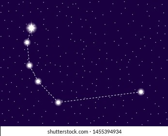 Corona Australis constellation. Starry night sky. Zodiac sign. Cluster of stars and galaxies. Deep space. Vector illustration