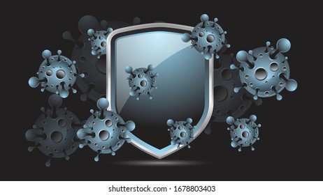 Corona bacteria cells infection virus  protection background vector template