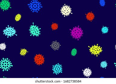 Corona Bacteria seamless background. Corona virus bacteria biology organisms dark background. Danger and public health risk disease and flu epidemic. Pandemic medical concept vector