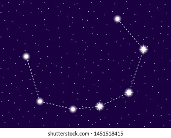 Corona borealis constellation. Starry night sky. Zodiac sign. Cluster of stars and galaxies. Deep space. Vector illustration