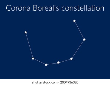 Corona borealis zodiac constellation sign with stars on blue background of cosmic sky. Vector illustration