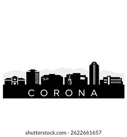Silhueta Corona CA Skyline com Cityscape Vetor.