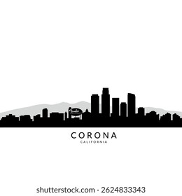 Corona CA Skyline Silhueta Gráfico.