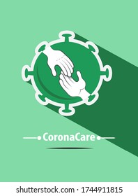 corona care logo vector illustration. Use for print, surface design, T-shirt design, logo and etc.