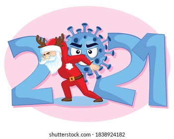Corona concept illustration. Stop corona virus in 2021 logotype.