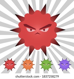 corona covid virus character flat set