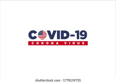 Corona (Covid-19) Simple Icon Logo Wordmark - US  Fits For : Illustration, Sign or Logo Symbol of Global Pandemic Covid-19, Corona Virus, Country Ranking Demographic