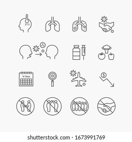 corona covid19 virus icons flat line design vector