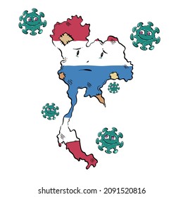corona or covid-19 virus Thailand economic impacts. Thailand economic crisis from the corona virus. Vector illustration.