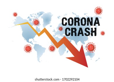 Corona Crash. Concepto económico del Coronavirus Covid-19.