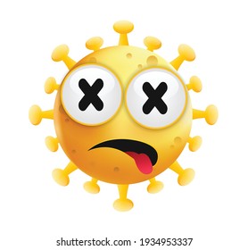 Corona emoji. Coronavirus illustration. Covid Virus cartoon on white background. Bacteria vector illustration.