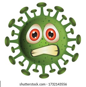 Corona Virus Abbildung.Green Virus Zeichentrickfilm auf weißem Hintergrund.Virus Vektor Illustration.