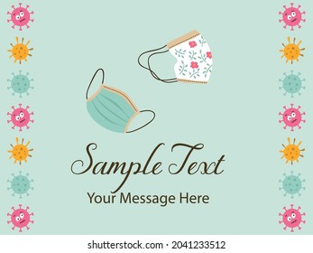Corona Face Mask Vector Card Background