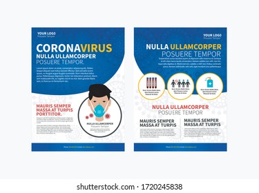 Corona Flyer, Corona Illustration Art, Blue Background Corona Info Graphic, Corona Virus Test, Man With Face Mask.