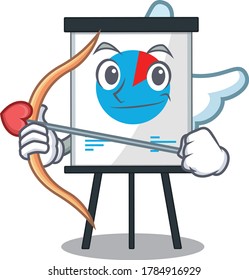 Corona graph in cupid cartoon character with arrow and wings