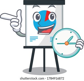 Corona graph mascot design concept smiling with clock