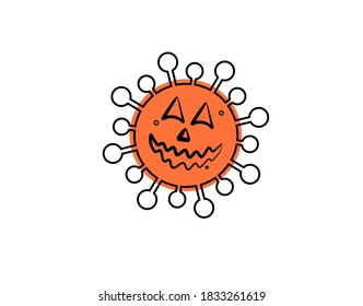 Corona Halloween Flat Icon on white background in vector illustration