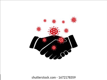 Corona  Hand Shake Virus Vectoral Design  Drawn Pandemic Covid 19 Corona Virus Vectoral Design  Drawn Please No Hand Shake