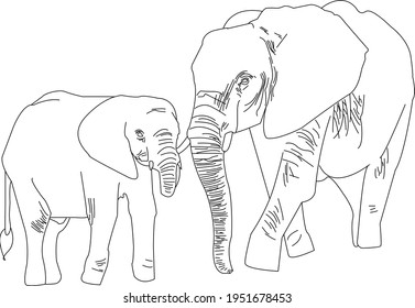 Corona de un elefante grande y un elefante pequeño.