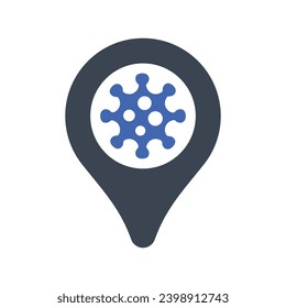 Corona Location Icon, Vector Graphics