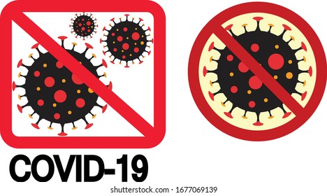 corona logo The shape of the safety ban icon MERS Corona Virus Biohazard. logo symbol of risk of biological hazards. Virus epidemic danger sign vector illustration. STOP COVID19