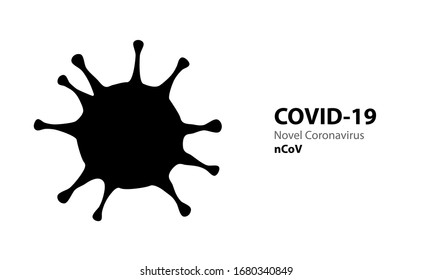 Corona novel virus black silhouette  COVID-19. Virus infections epidemic banner on blue background. Vector healthcare coronavirus illustration