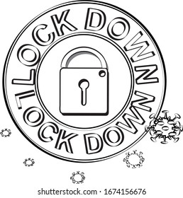Corona Outbreak Country Lock down Alert and sign