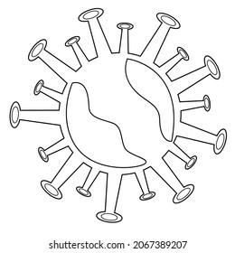 Corona-Umrissvektor auf schwarz-weißem Hintergrund. Kann als Symbole usw. verwendet werden.