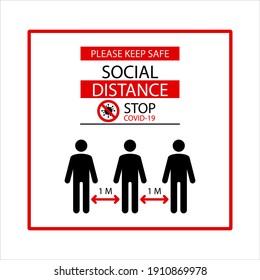 Corona Preventive Banner Please Keep Safe Social Distance Stop COVID-19 Vector