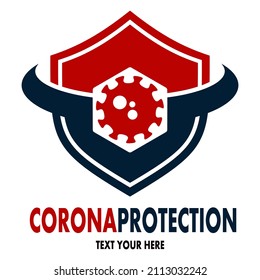 Plantilla de logotipo vectorial de protección corona. Este diseño usa el símbolo de escudo. Adecuado para negocios médicos.