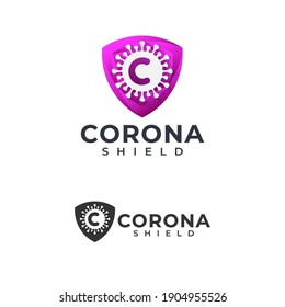 Corona Shield Logo Template .