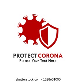 Corona with shield logo template illustration.