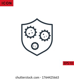 Corona shield protection line Icon. Outline vector corona shield protection icon symbol sign collection for mobile concept and web apps design.