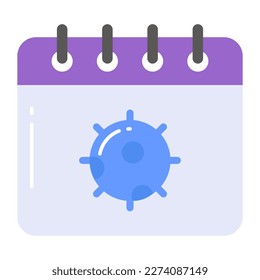 Corona symbol inside calendar denoting concept of quarantine calendar